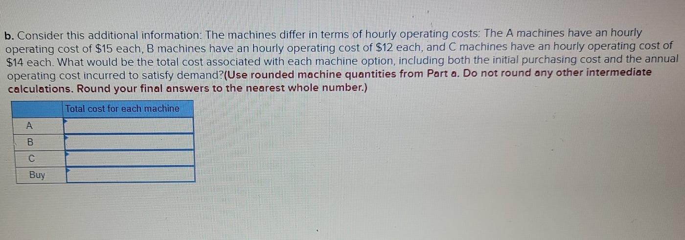 A manager must decide which type of machine to