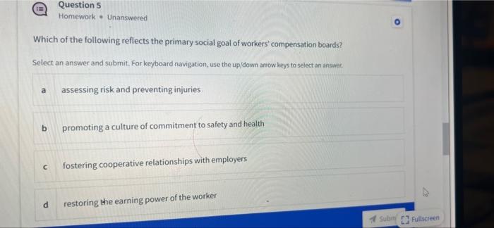 occupational health and safety question Question