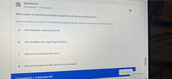 occupational health and safety question Question