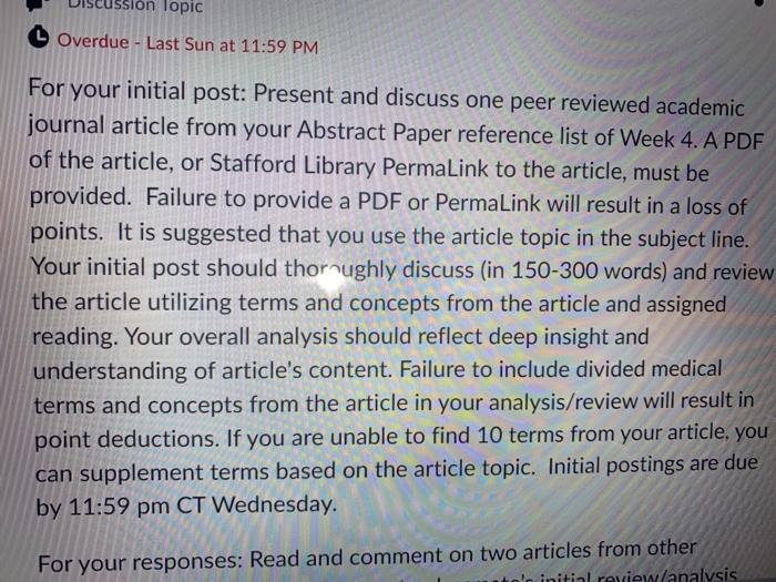 ssion Topic Overdue - Last Sun at 11:59 PM For