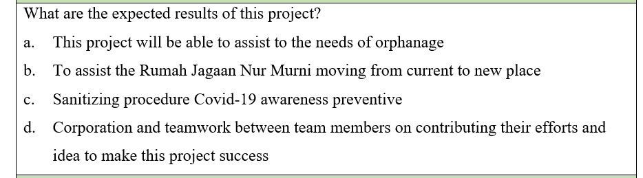 What are the expected results of this project? a.