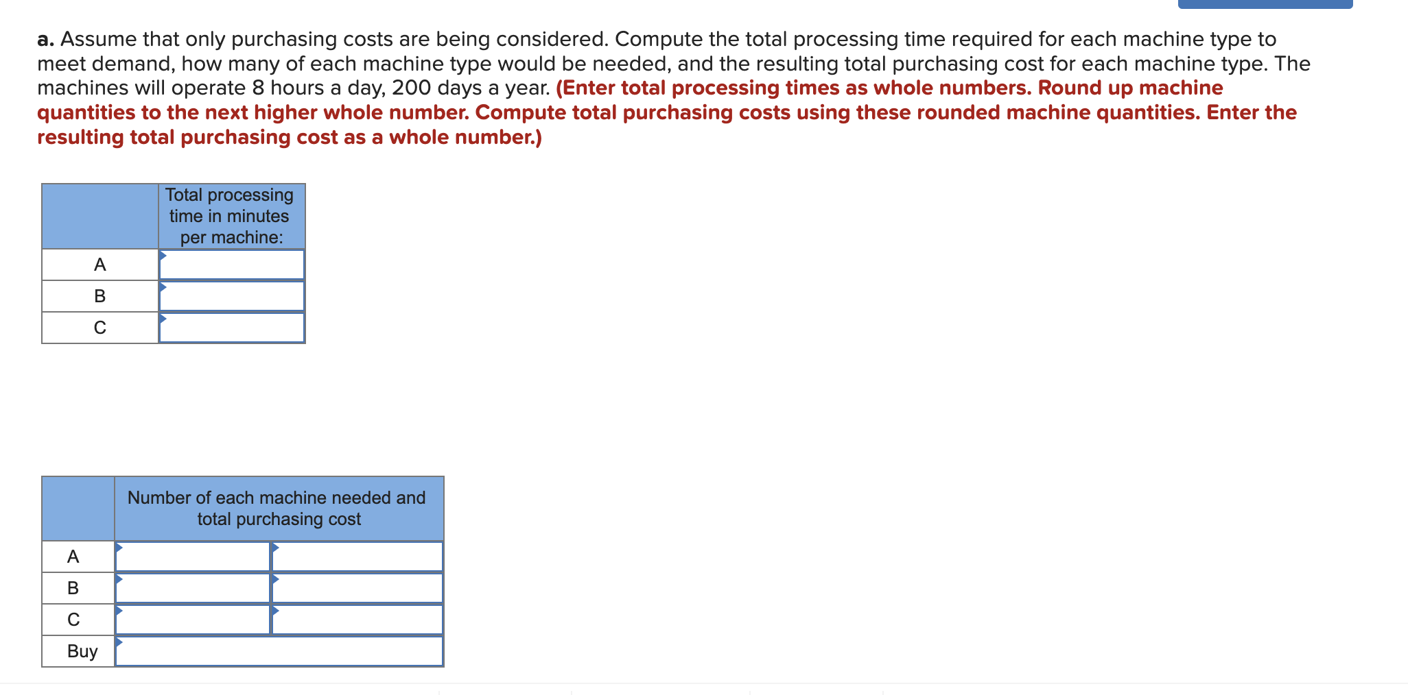 A manager must decide which type of machine to