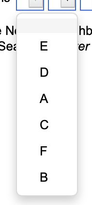 Drop Downs include: Table 1: Royal Seafood