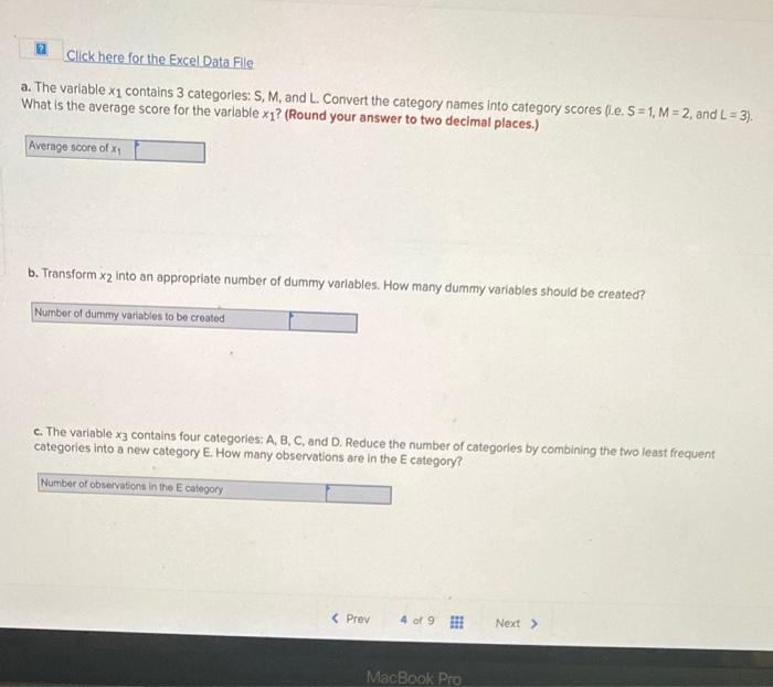 Click here for the Excel Data File a. The