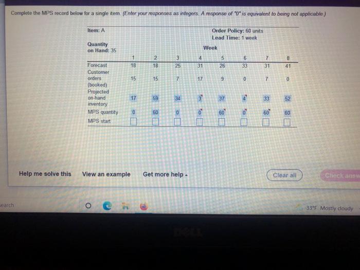 give the answer for MPS start only Complete the