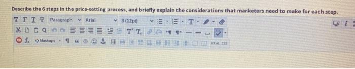3 (12pt) Describe the steps in the price-setting