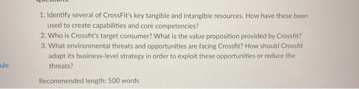 1. Identify several of CrossFit's key tangible