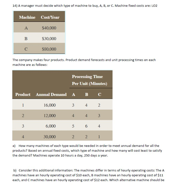 Thanks a lot! 14) A manager must decide which