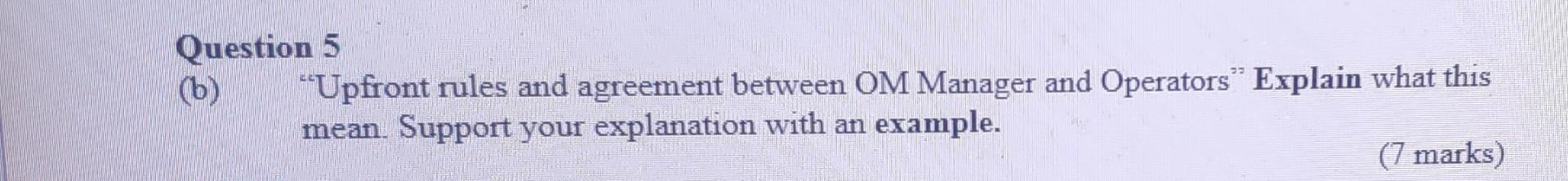 Question 5 (a) Answer the following questions