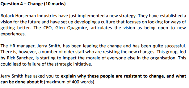 Question 4 - Change (10 marks) BoJack Horseman