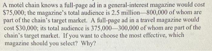 A motel chain knows a full-page ad in a