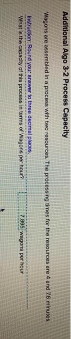 Additional Algo 3-2 Process Capacity Wagons are
