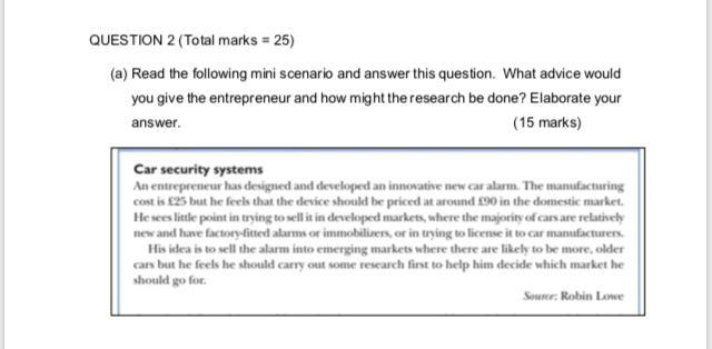 QUESTION 2 (Total marks = 25) (a) Read the