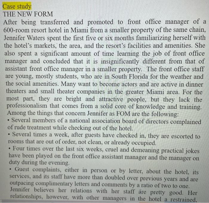 Case study THE NEW FORM After being transferred