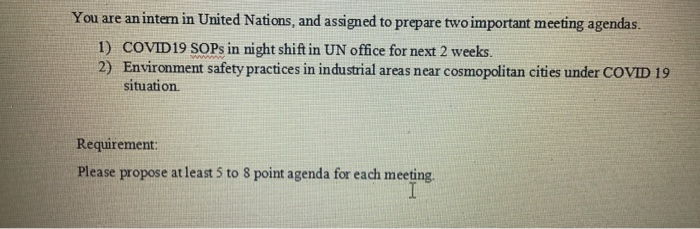 business communication You are an intern in