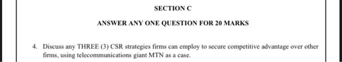 ANSWER ANY ONE QUESTION FOR 20 MARKS 4. Discuss