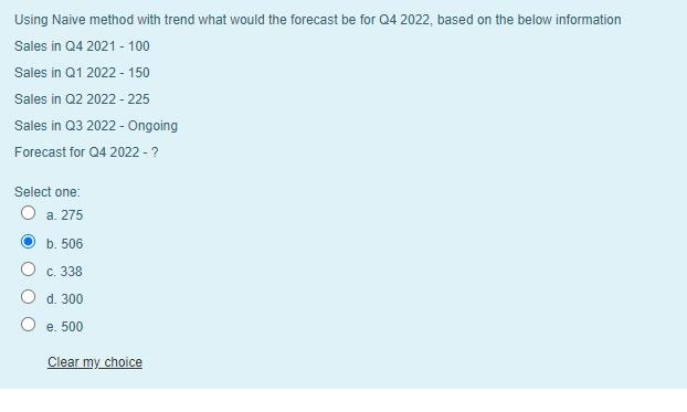 Using Naive method with trend what would the