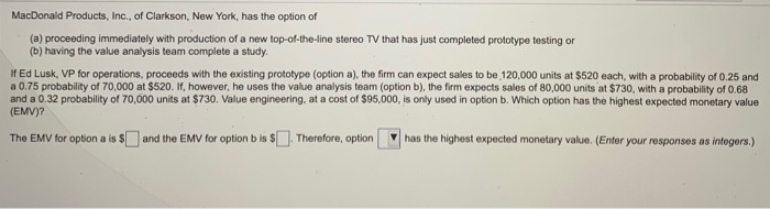 MacDonald Products, Inc., of Clarkson, New York,