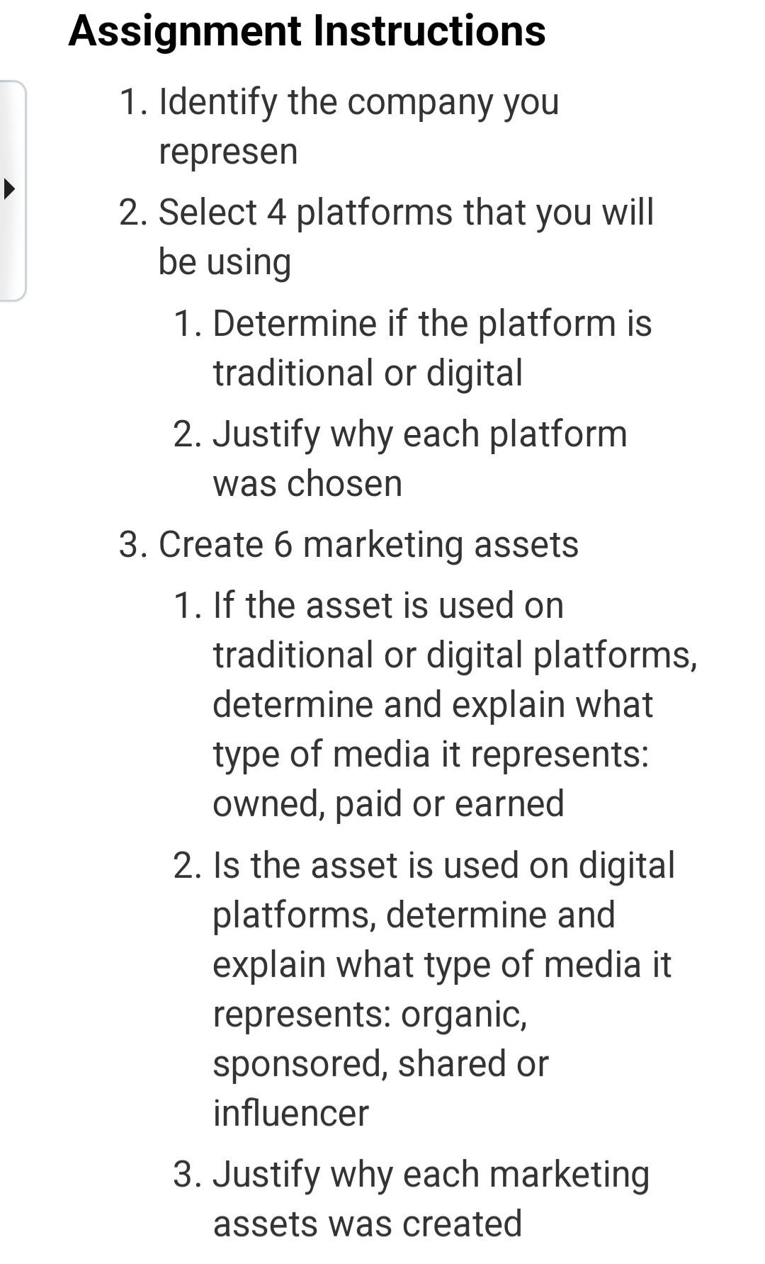 2. Select 4 platforms that you will be using 1.