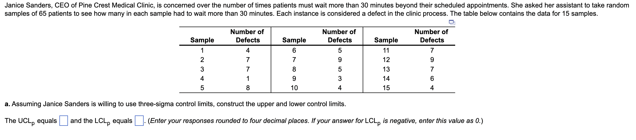 a. Assuming Janice Sanders is willing to use