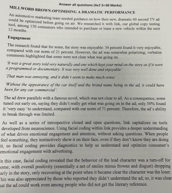 Answer all questions (4x7.5-30 Marks) MILLWORD