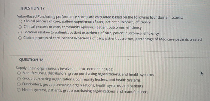 QUESTION 17 Value-Based Purchasing performance