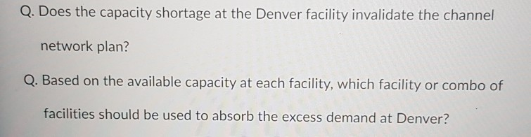 Q. Does the capacity shortage at the Denver