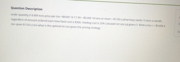 Pls solve the problem Question Description order