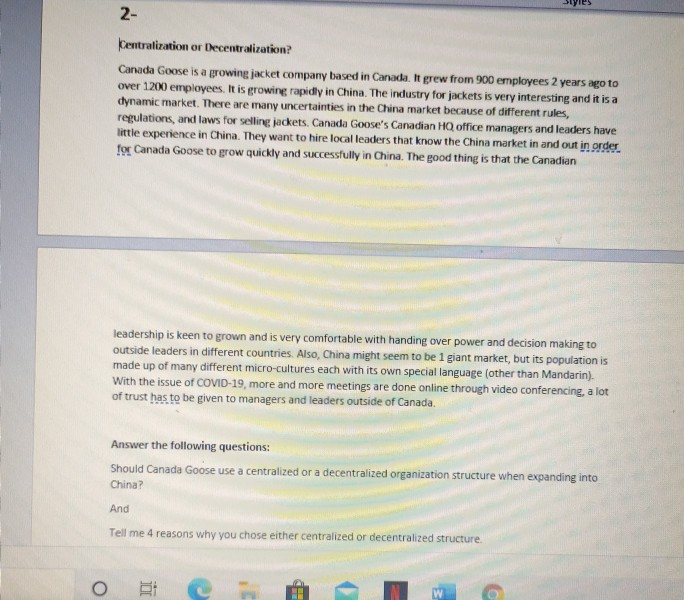2- Centralization or Decentralization? Canada