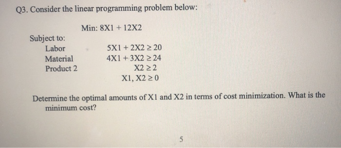 Q3. Consider the linear programming problem