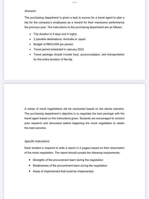 Scenario: The purchasing department is given a