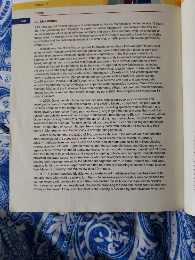 Please Help! Answer Question #3 Chapter 12 Cases
