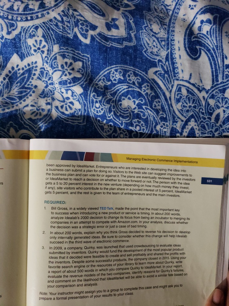 Please Help! Answer Question #3 Chapter 12 Cases