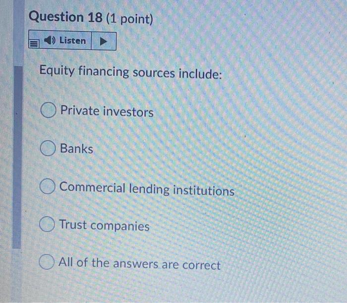 Question 17 (1 point) ) Listen Start-up costs may