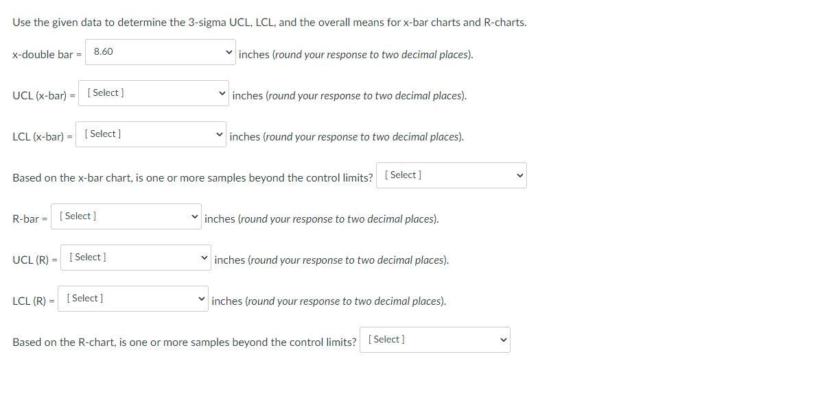 Refer to your textbook Table 56.1 - Factors for