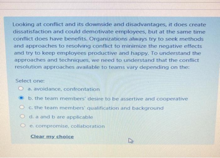 Looking at conflict and its downside and