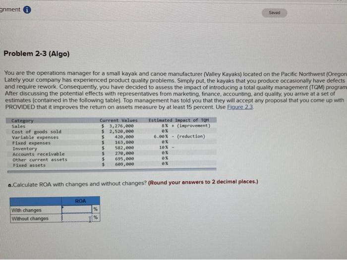 gnment i Saved Problem 2-3 (Algo) You are the