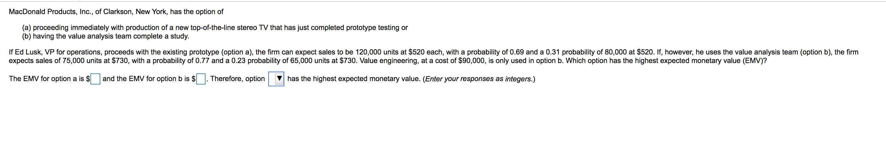 Prepare a product-by-value analysis for the