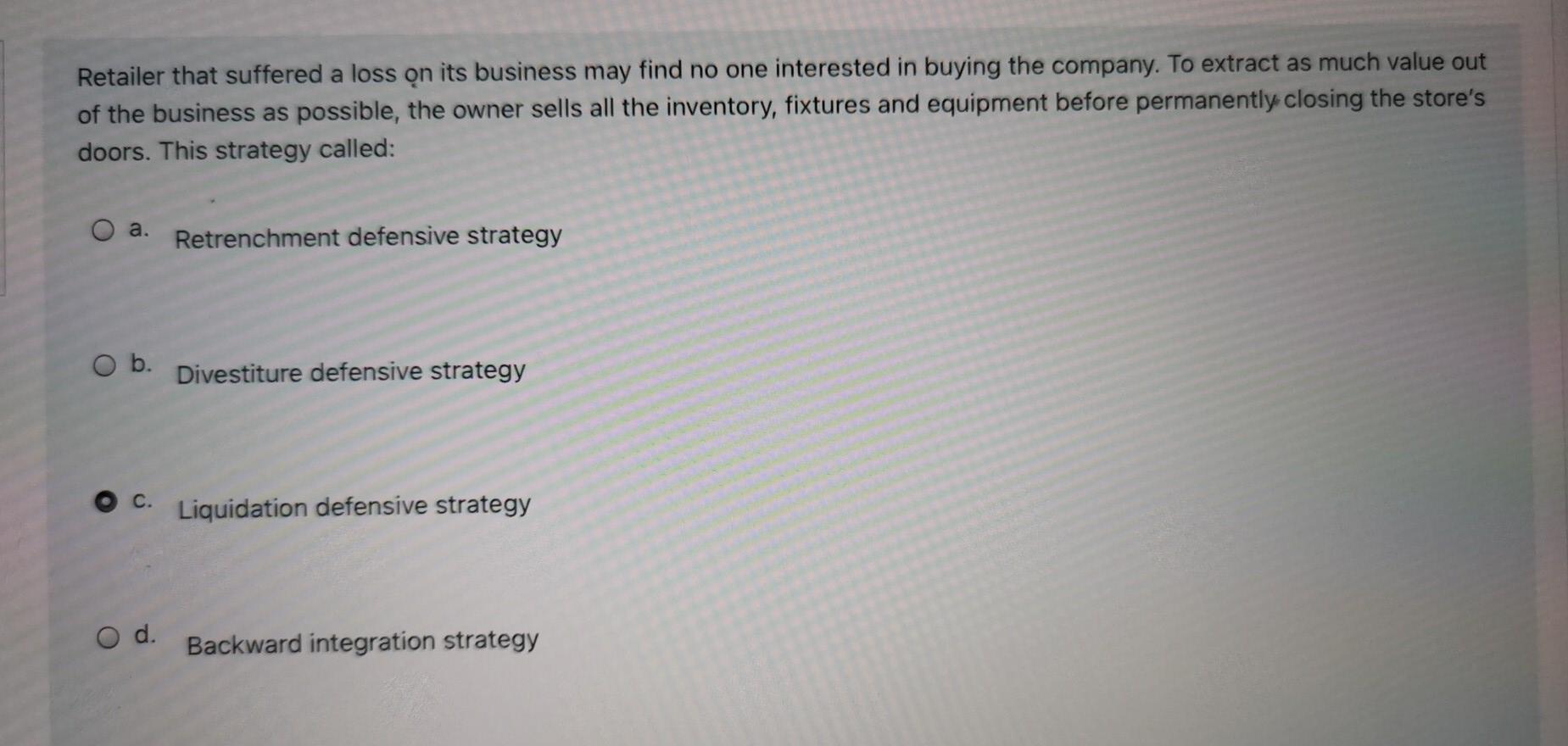 Retailer that suffered a loss on its business may