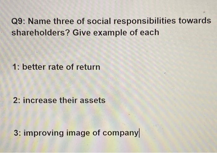 i need example for each Q9: Name three of social