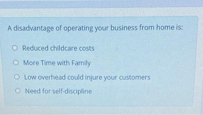 A disadvantage of operating your business from
