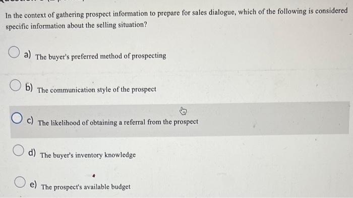 In the context of gathering prospect information
