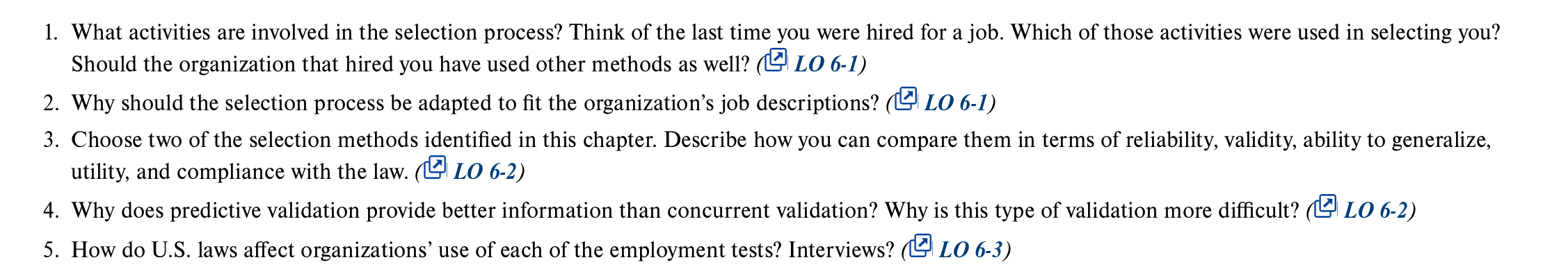 1. What activities are involved in the selection