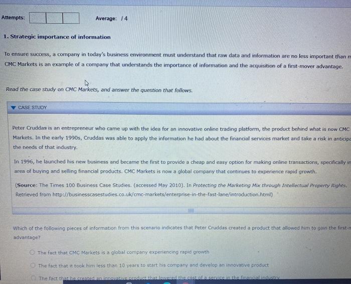 Attempts: Average: 14 1. Strategic importance of