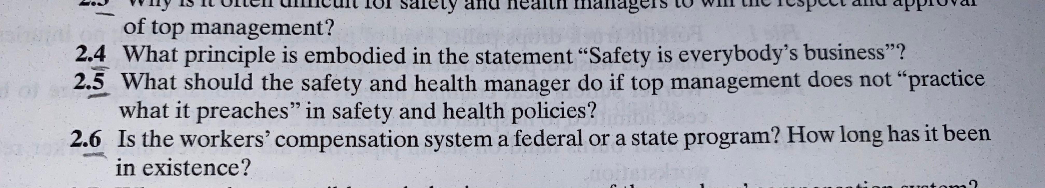 of top management? 2.4 What principle is embodied