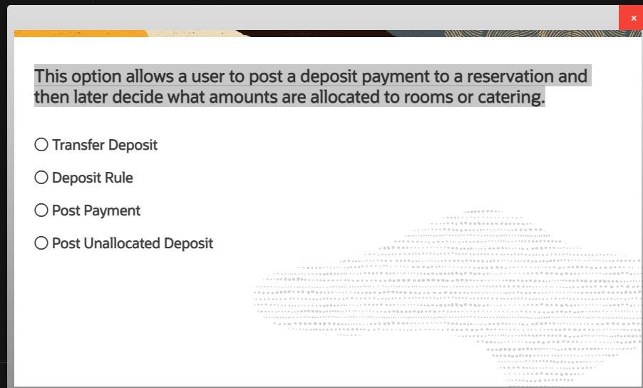 This option allows a user to post a deposit