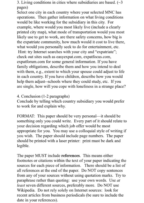 Individual Paper Each student will write a 6-8