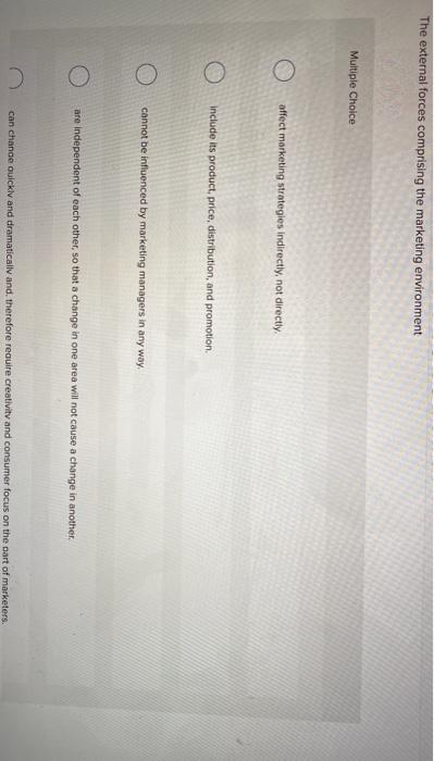 The external forces comprising the marketing