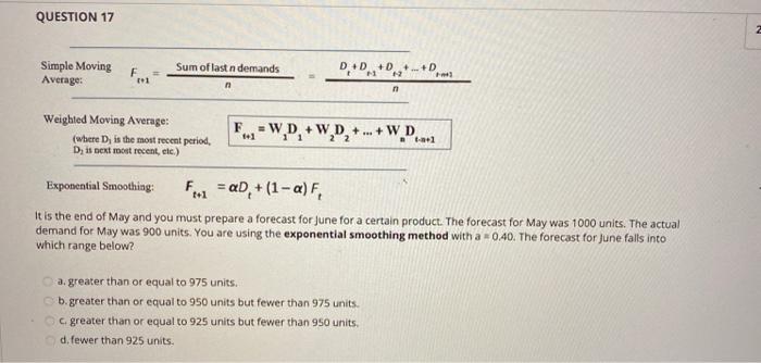 QUESTION 16 An inventory system answers two