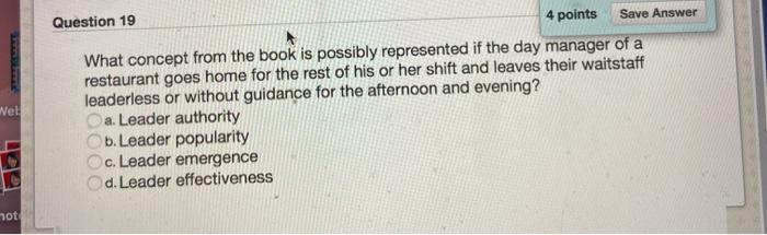 Question 19 4 points Save Answer What concept